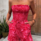Smocked Printed Tube Romper with Pockets