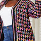 Angel Wings Full Size Multicolored Open Front Fringe Hem Cardigan