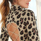 Mock neck lace-up open back top