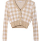 LS Gingham pattern cardigan