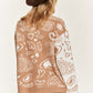 Heart paisley and Color block cardigan