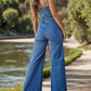 Spaghetti Strap Wide Leg Denim Overalls