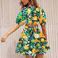 Printed Surplice Short Sleeve Dress