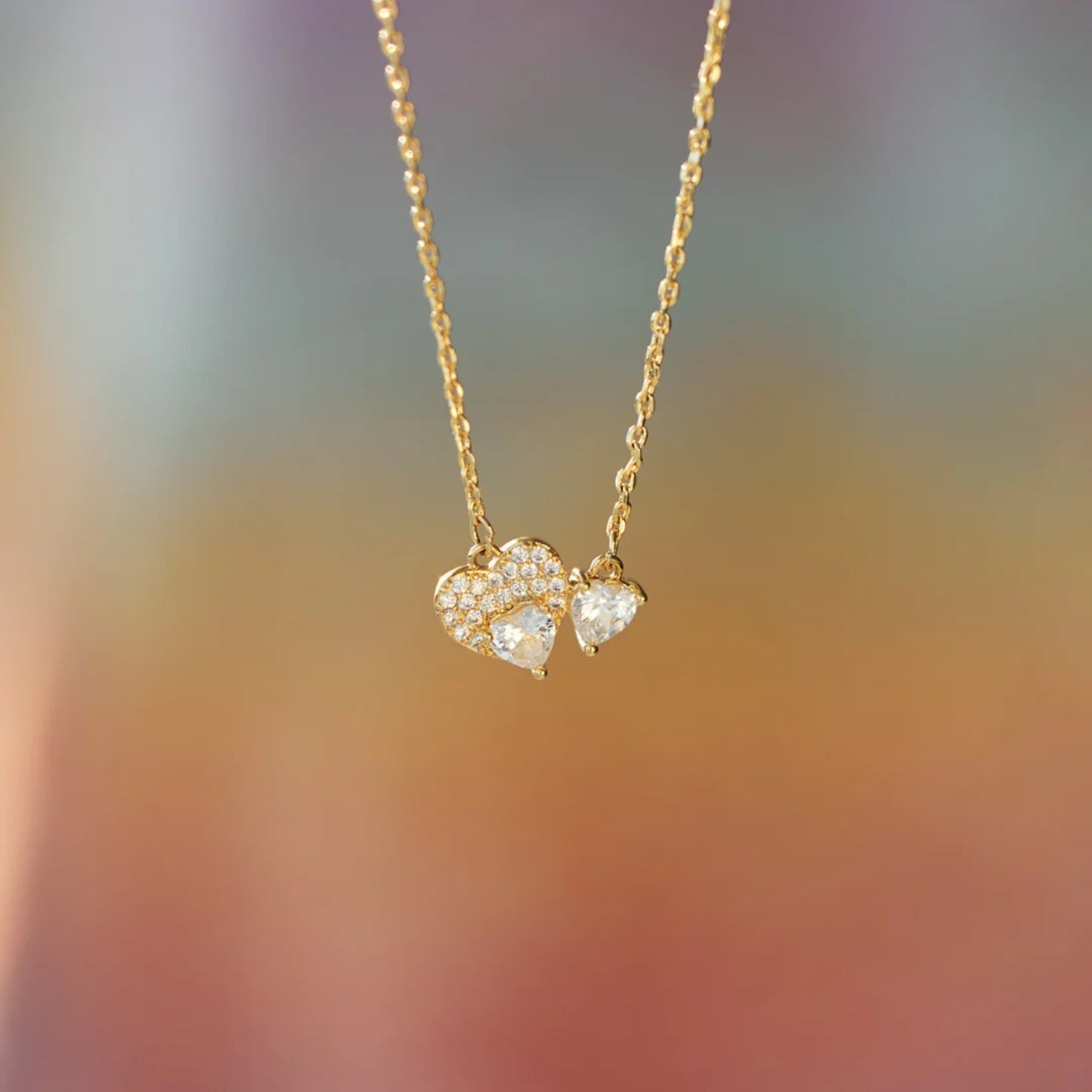 18K Gold-Plated 925 Sterling Silver Zircon Heart Necklace