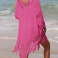 Cutout Fringe Scoop Neck Cover-Up