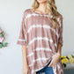 Striped Tie Dye Round Neck Tunic Plus KRT1408-1P