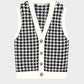 Houndstooth Button Front Sweater Vest