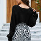 Rib-Knit Cropped Poncho