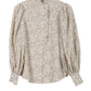 Stand collar floral frill blouse