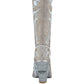 Glimmer Rhinestones Embellished Shimmer Calf Boots