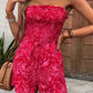 Smocked Printed Tube Romper with Pockets