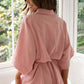 Tied Button Up Collared Neck Romper