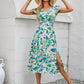 Cutout Slit Printed Cap Sleeve Dress