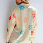 Striped Flower Button Up Long Sleeve Shirt
