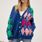 Plus V Neck Button Front Cardigan