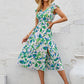 Cutout Slit Printed Cap Sleeve Dress