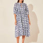 Floral Tie Neck Lantern Sleeve Dress