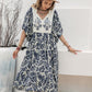 Printed Tie Neck Midi Dress
