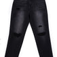 Black distressed straight jeans