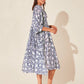 Floral Tie Neck Lantern Sleeve Dress