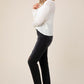 Black distressed straight jeans