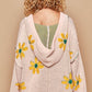 POL Floral Pattern Hooded High-Low Sweater