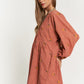 Corduroy Fabric Quilted Bib Henleystyle Mini Dress