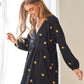 Corduroy Fabric Quilted Bib Henleystyle Mini Dress