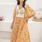 Printed Tie Neck Midi Dress