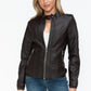 Snobbish PU Leather Biker Jacket with Side Zip Pockets