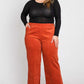 RIBBED VELVET CROP WIDE LEG PANTS PLUS