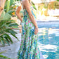 PRINTED SMOCKED RUFFLE MAXI DRESS