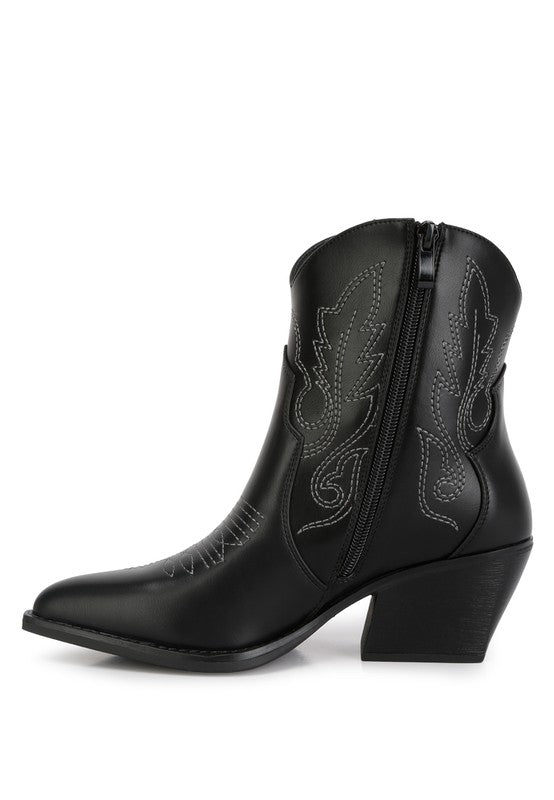 Aries Ankle Length Block Heel Cowboy Boots