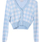 LS Gingham pattern cardigan