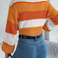 Color Block Round Neck Cropped Sweater