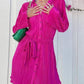Tied Button Up Long Sleeve Dress
