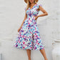 Cutout Slit Printed Cap Sleeve Dress