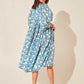 Floral Tie Neck Lantern Sleeve Dress