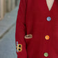Contrast Button V-Neck Long Sleeve Cardigan
