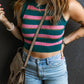 Striped Round Neck Knit Vest