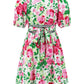 Printed Surplice Short Sleeve Dress