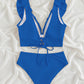 Ruffled V-Neck Sleeveless Two-Piece Swim Set