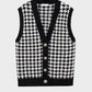Houndstooth Button Front Sweater Vest