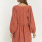 Corduroy Fabric Quilted Bib Henleystyle Mini Dress