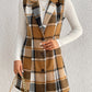 Honey Plaid Lapel Collar Vest
