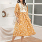 Printed Tie Neck Midi Dress