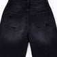 Black distressed straight jeans