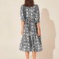 Floral Tie Neck Lantern Sleeve Dress