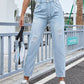 Distressed Straight Jeans with Pockets
