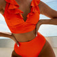 Ruffled V-Neck Sleeveless Two-Piece Swim Set